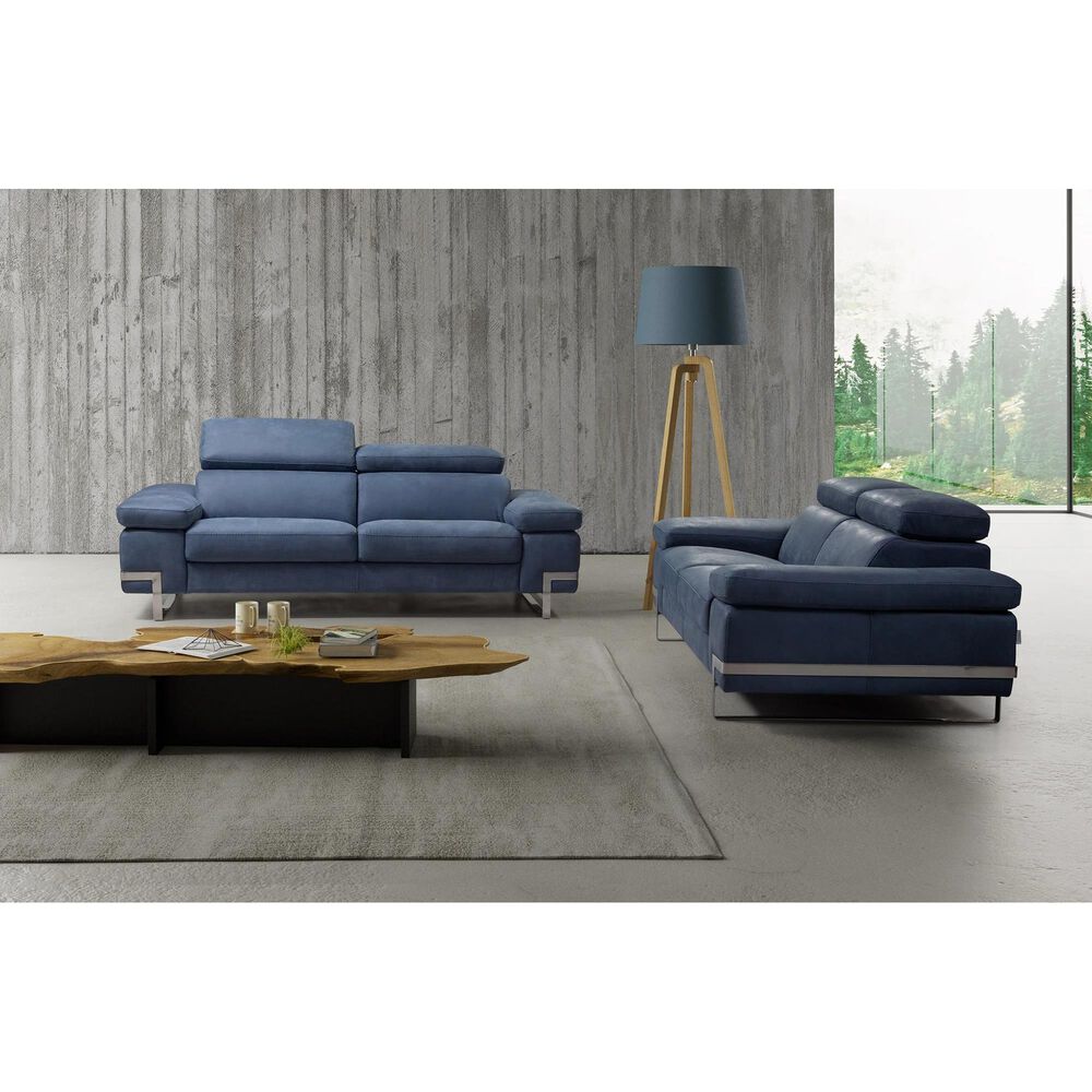 Bellini Modern Living Amanda Sofa with Adjustable Headrest in Pacific Blue, , large