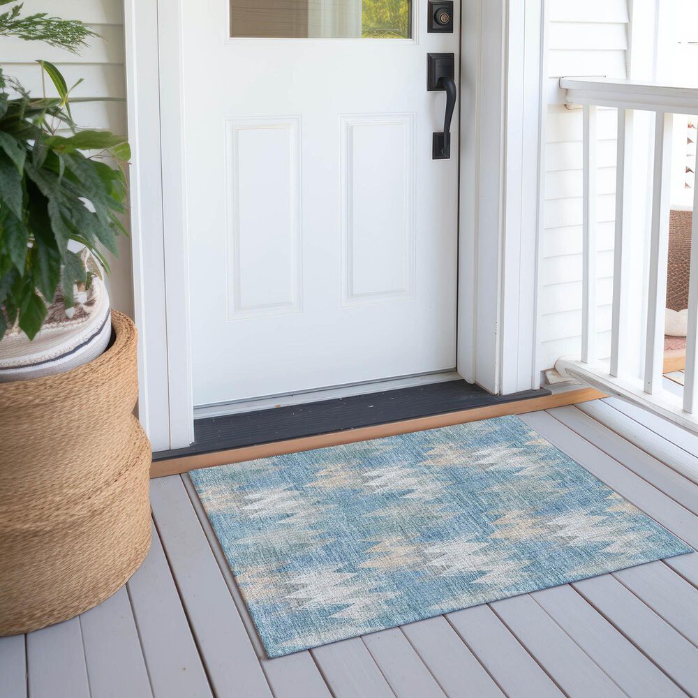 Dalyn Rug Company Soft Essentials Chevron Teal 1'8" x 2'6" Area Rug, , large