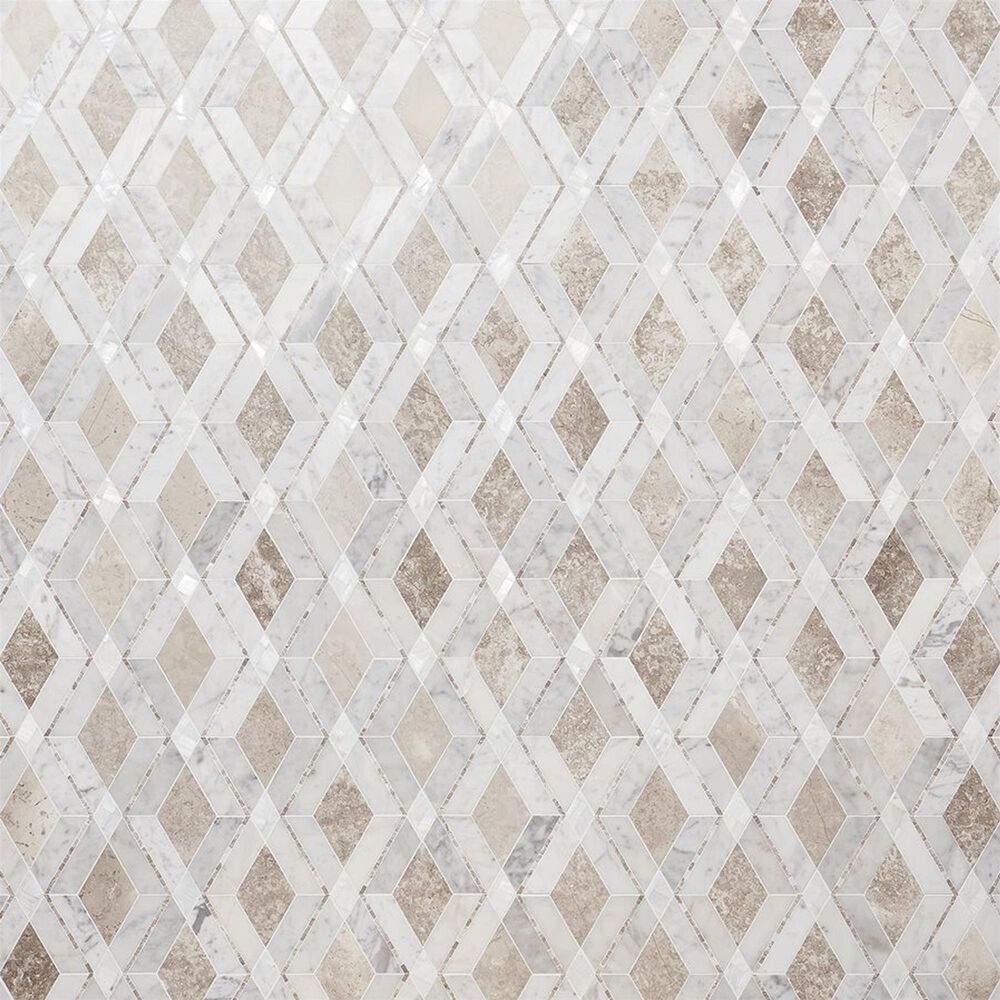 Soho Studio Elaine Champagne 10" x 10" Marble Mosaic Sheet, , large