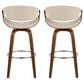LumiSource Curvini 30" Swivel Barstool with Cream Upholstery in Walnut and Chrome (Set of 2), , large