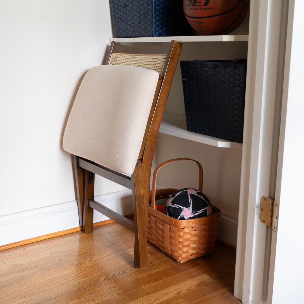 Linon Home Decor Bauer Cane Folding Side Chair in Walnut, , large