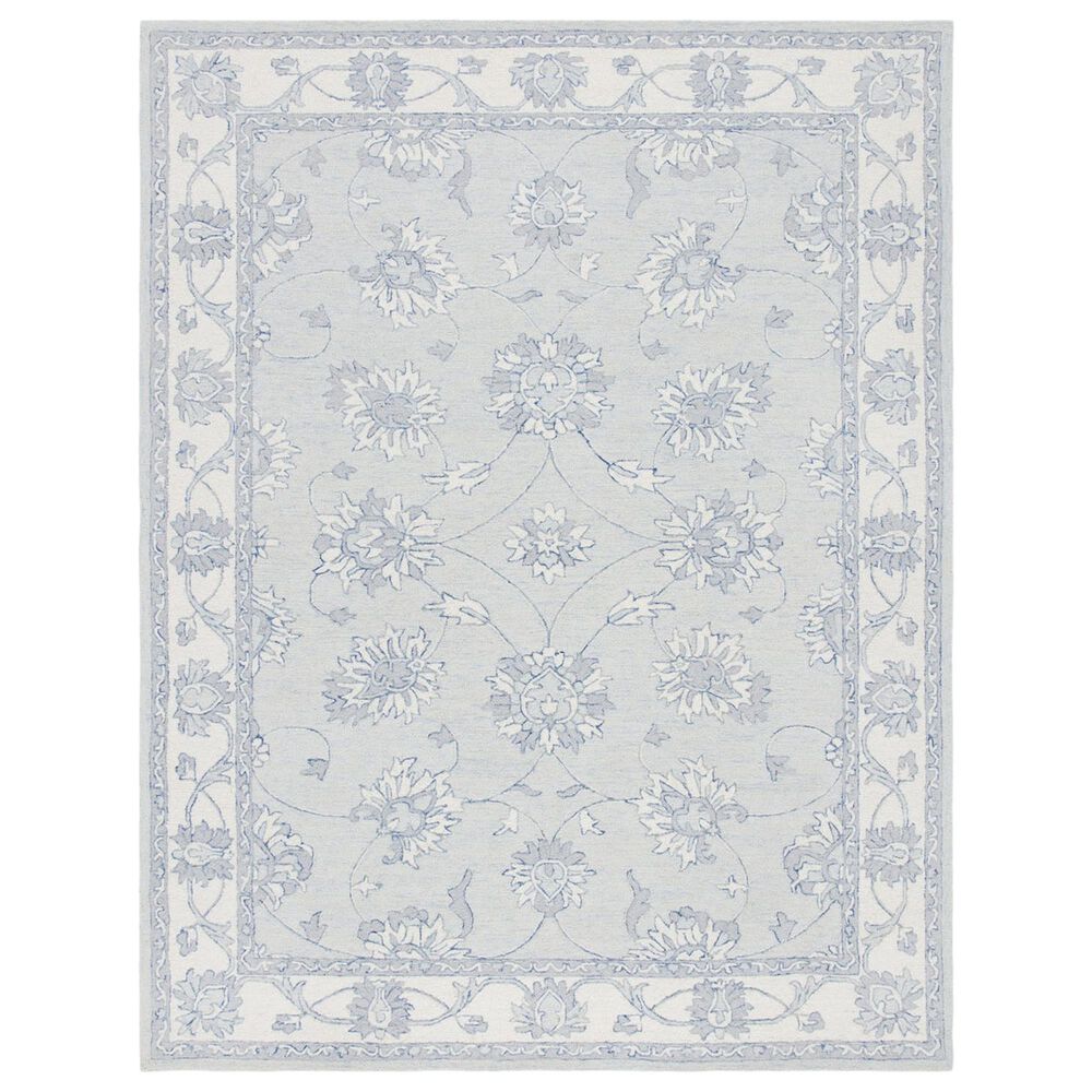 Safavieh Micro-Loop Traditional 10" x 14" Light Blue and Ivory Area Rug, , large