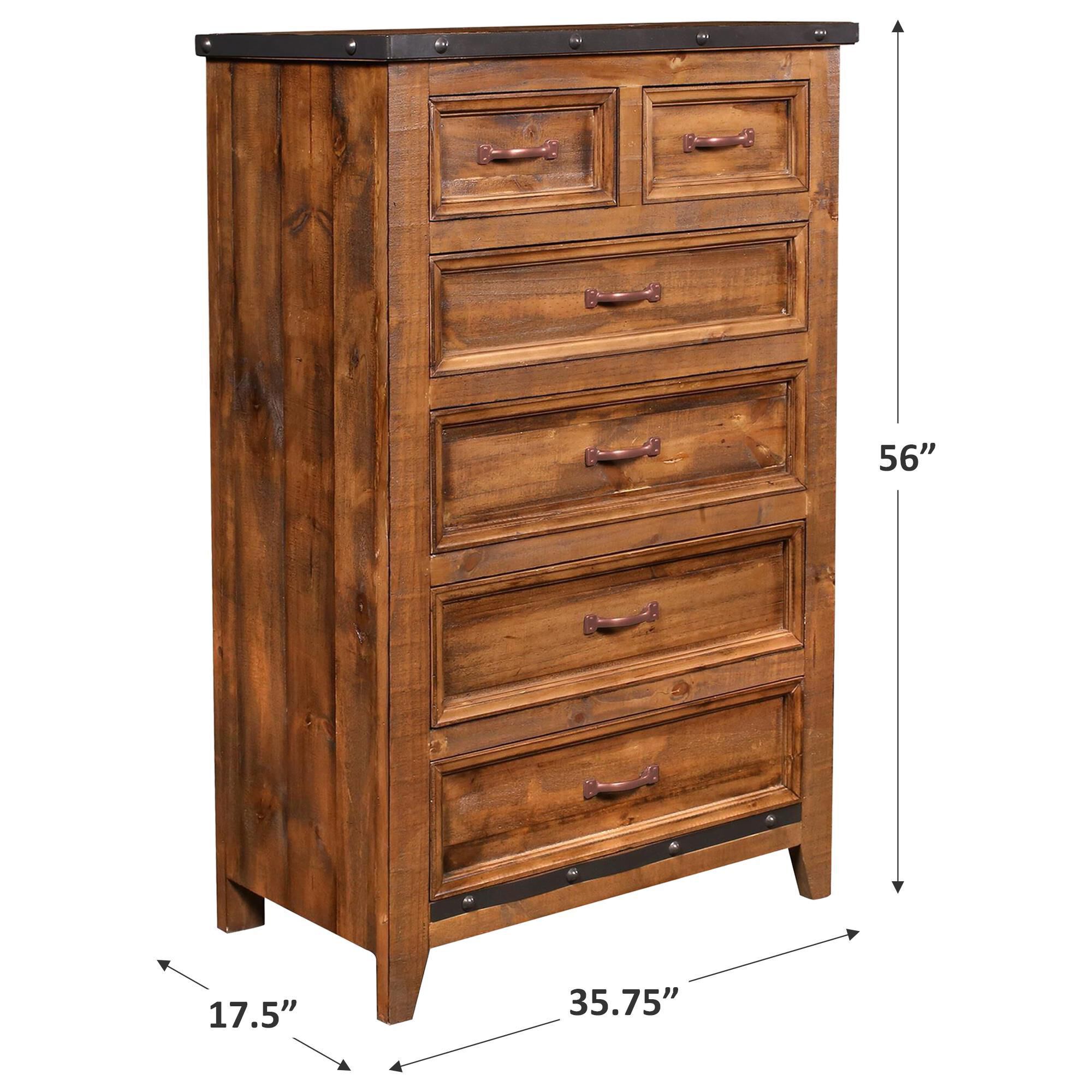 Sunset Bay Urban Rustic Chest in Rustic Brown