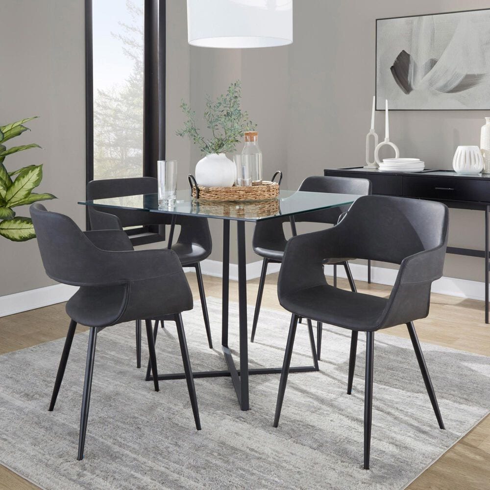 LumiSource Margarite Contemporary Dining/accent Chair in Black Metal and Grey Faux Leather by LumiSource - Set of 2, , large