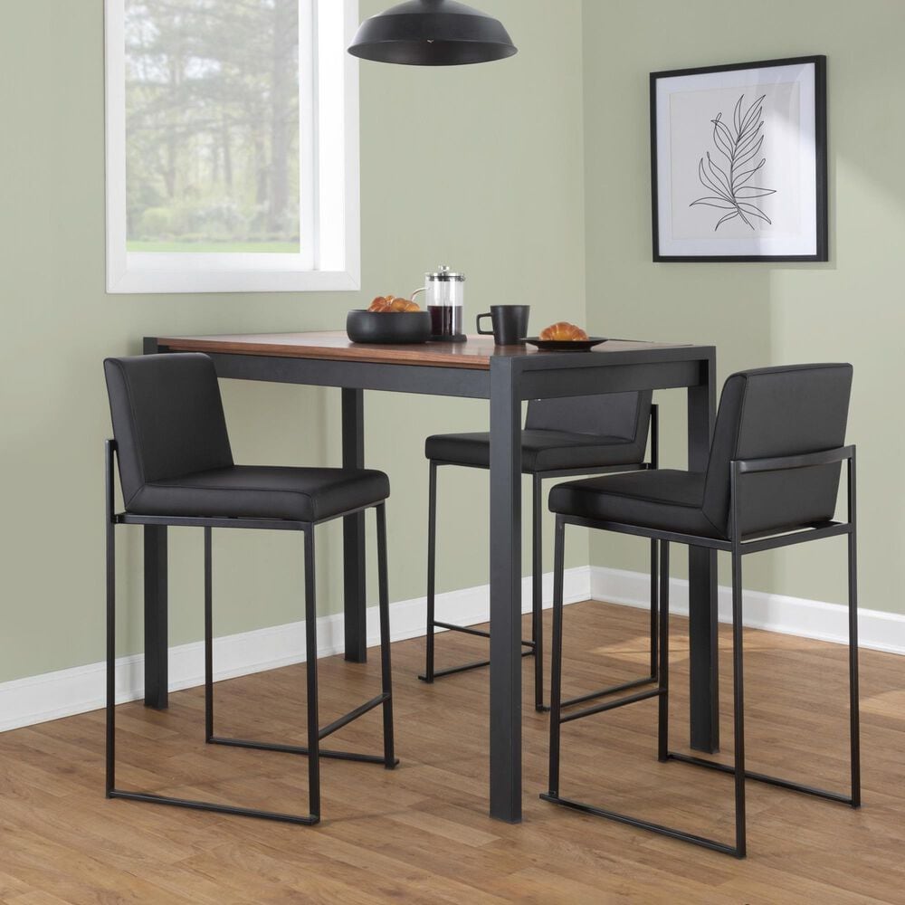Lumisource Fuji Stackable Barstool with Black Faux Leather Cushion in Black &#40;Set of 2&#41;, , large