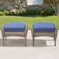 Hearth and Haven Patio Wicker Ottoman with Gray Rattan in Blue (Set of 2), , large