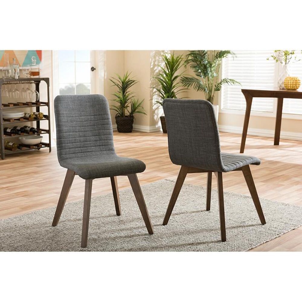 Baxton Studio Sugar Dining Chair with Dark Grey Cushion in Walnut - Set of 2, , large