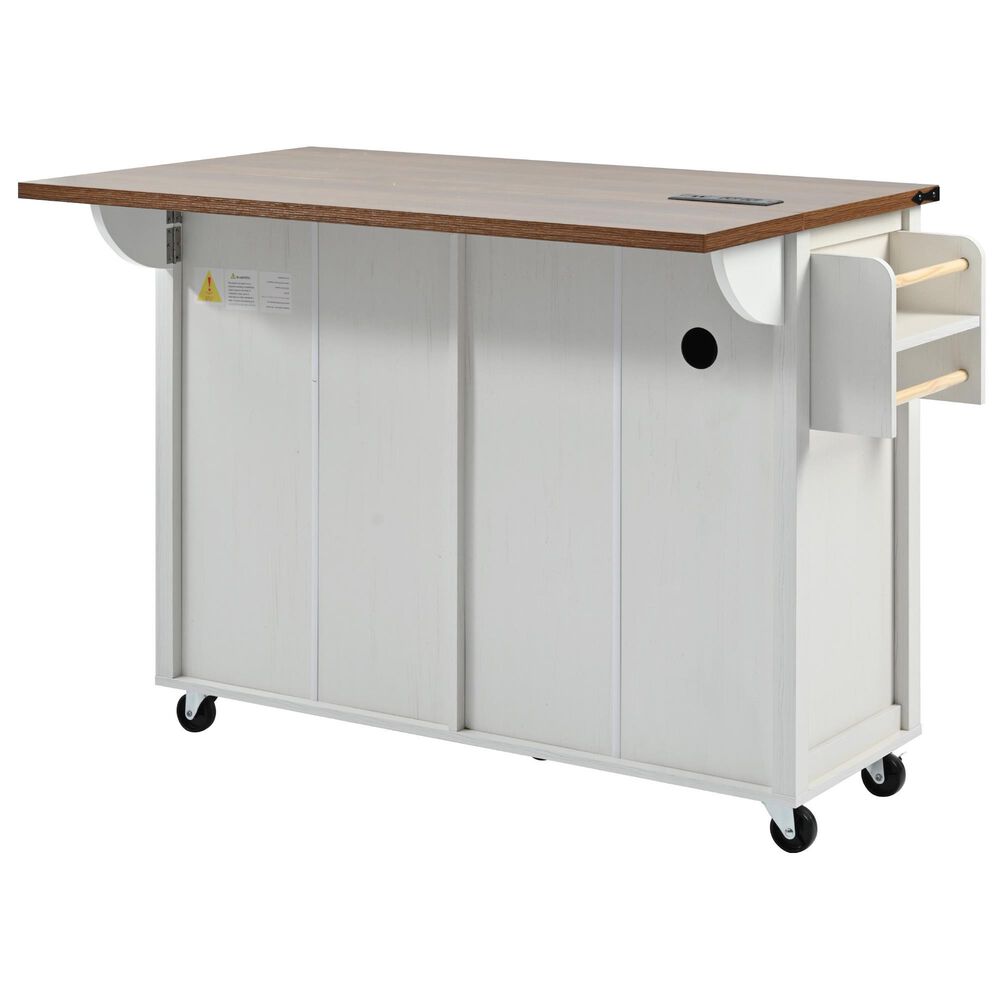 HOMLUX 53.5''Farmhouse Kitchen Island in White, , large