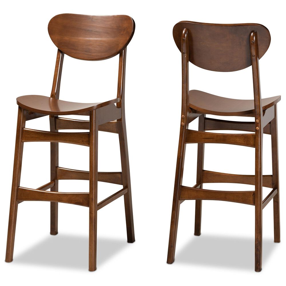 Baxton Studio Katya Bar Stool in Walnut Brown (Set of 2), , large