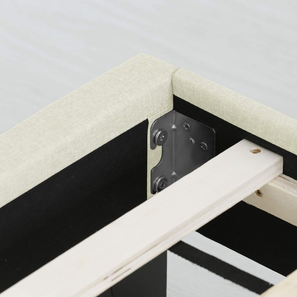 HOMLUX Laval King Upholstered Platform Bed Frame in Linen, , large