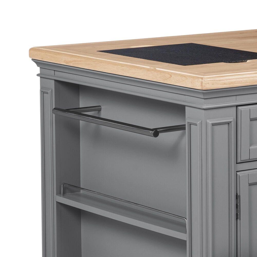 Linden Boulevard Penda Kitchen Island with 2 Stools in Gray, , large