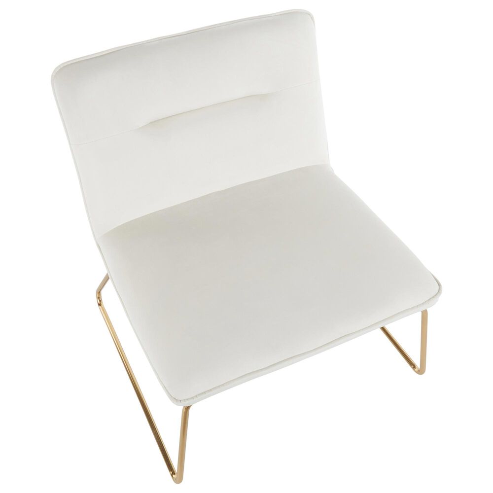 Lumisource Casper Accent Chair in Cream Velvet and Gold, , large