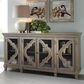 Ashley Fossil Ridge 4-Door Quatrefoil Credenza in Distressed Gray, , large