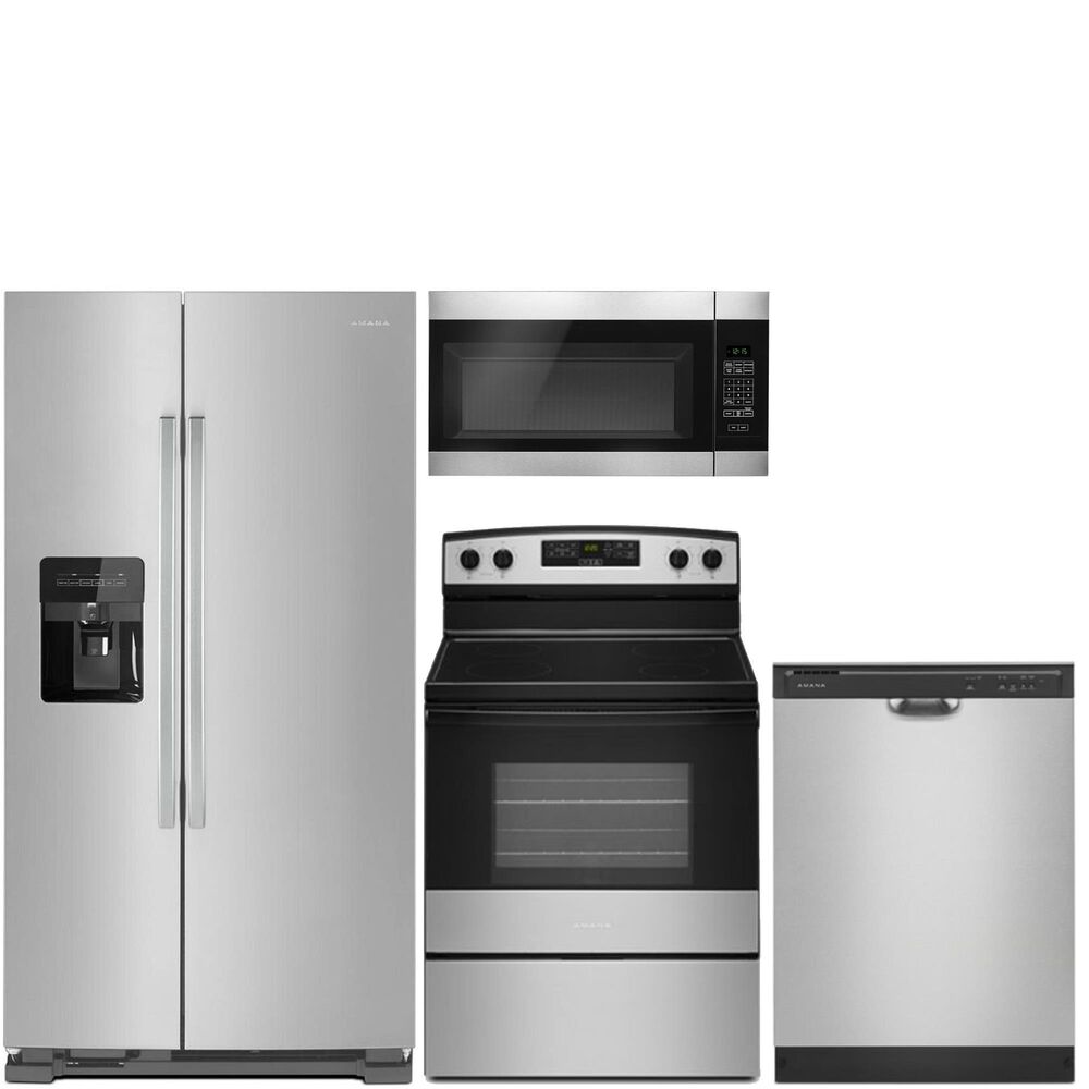 Amana 4Piece Amana Kitchen Package with Electric Range in Stainless