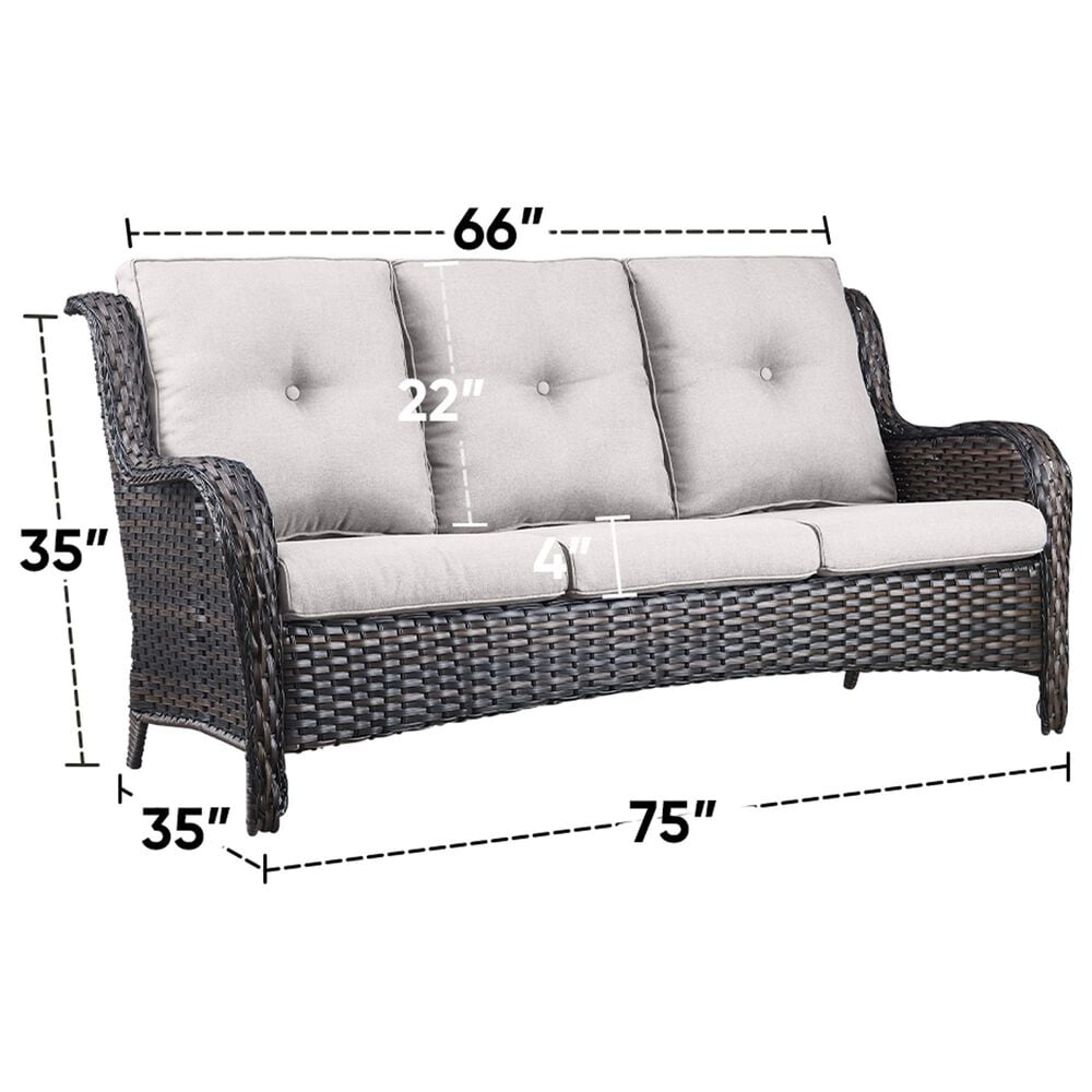 Sunwell Garden Outdoor Sofa with Brown Rattan in Beige, , large