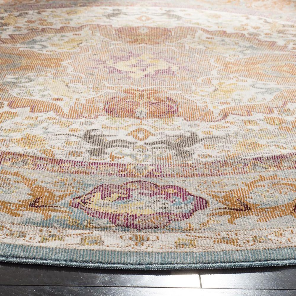 Safavieh Aria 6&#39;6&quot; Round Beige and Orange Area Rug, , large