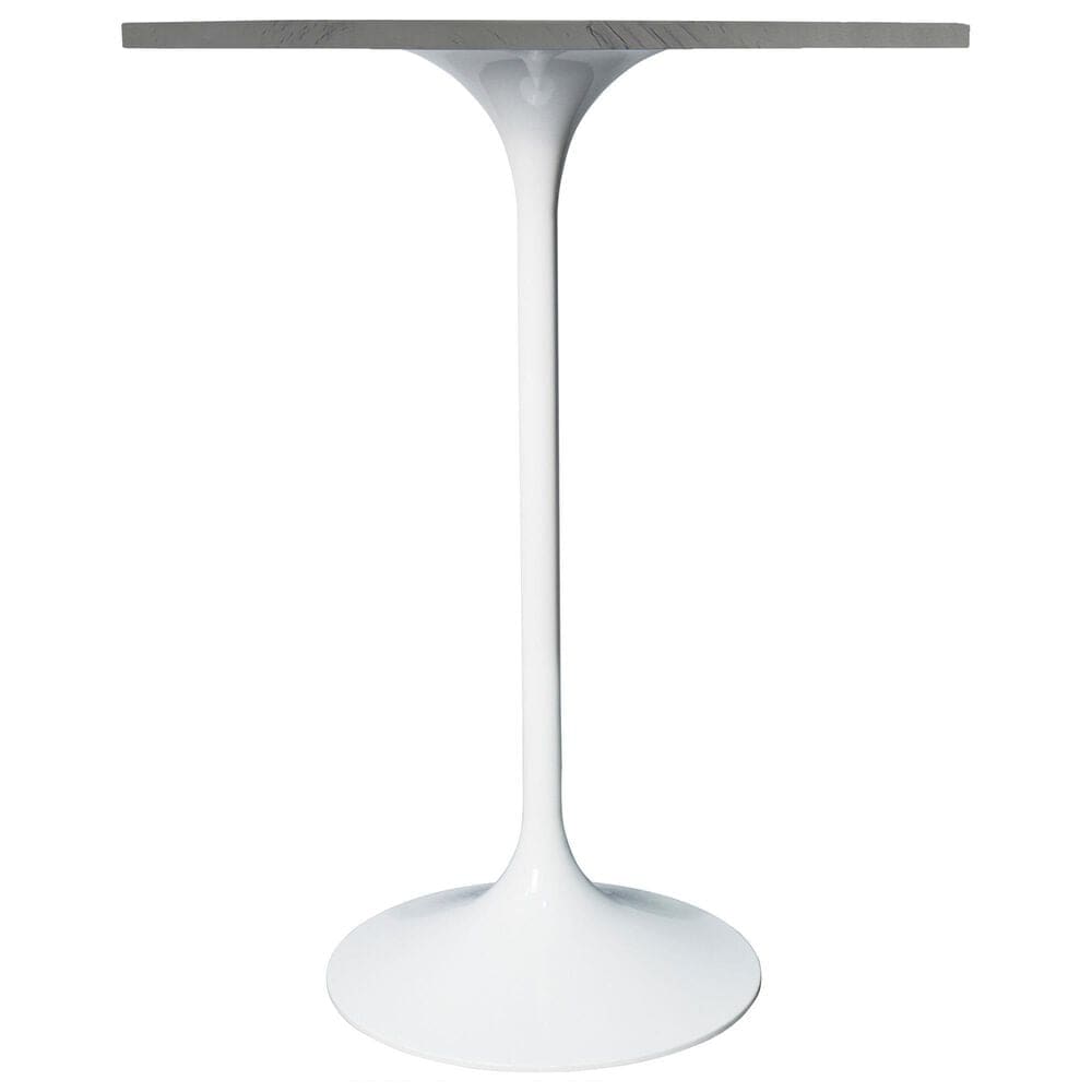 Leisuremod Verve 27&quot; Round Bar Height Dining Table with Resin Top in White - Table Only, , large