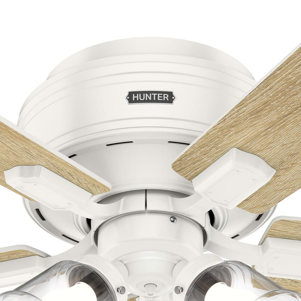 Hunter Crestfield Low Profile 52&quot; Ceiling Fan with LED Lights in Fresh White, , large