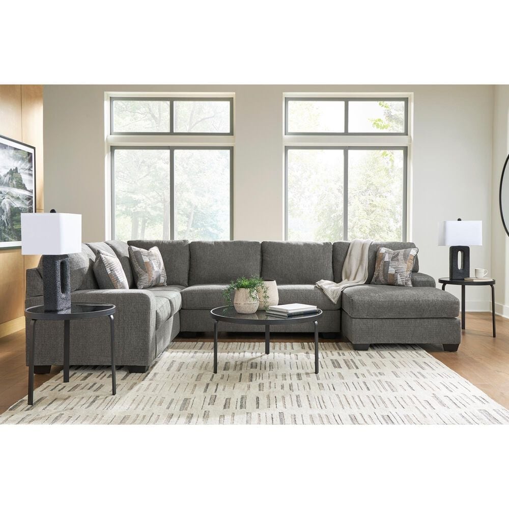Ashley Clarington 3-Piece Right Facing Sectional with Chaise in Greystone, , large