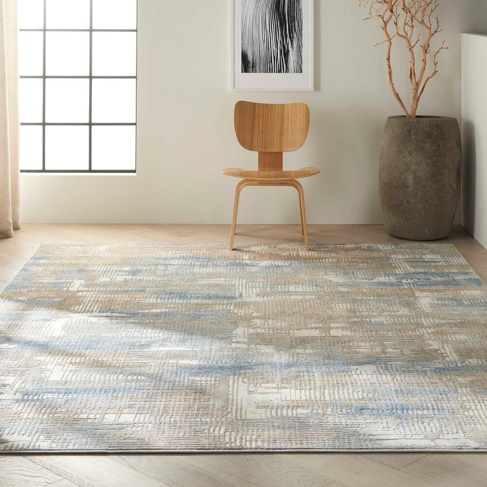 Nourison Rush 8&#39; x 10&#39; Blue and Beige Area Rug, , large