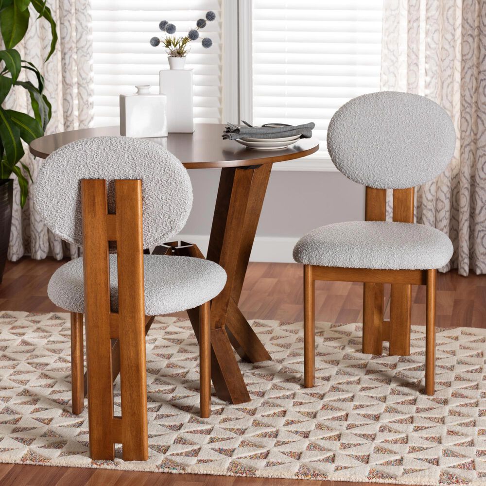Baxton Studio Kacela Side Chair with Light Grey Cushion in Walnut Brown (Set of 2), , large