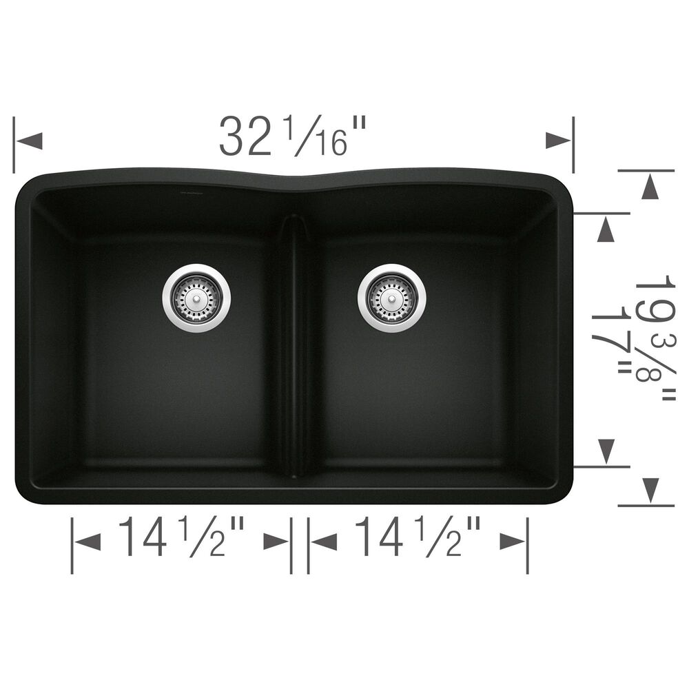 Blanco Diamond Equal Double Sink with Low Divide in Coal Black, , large