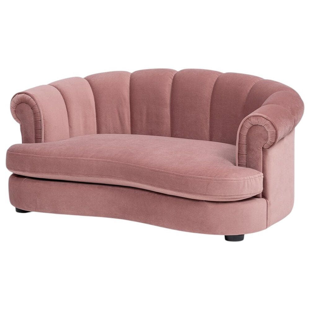 Jennifer Taylor Home Halle 35.5" Rolled-Arm Dog Bed with Channel-Tufted Back in Ash Rose Pink, , large