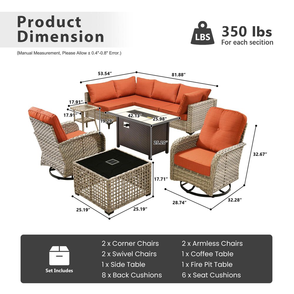 HOMLUX 9-Piece Patio Conversation Set in Orange, , large