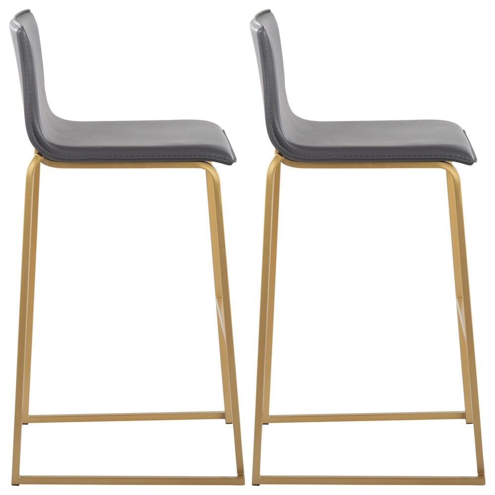 Lumisource Mara Barstool with Grey Cushion in Gold &#40;Set of 2&#41;, , large