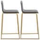 Lumisource Mara Barstool with Grey Cushion in Gold (Set of 2), , large
