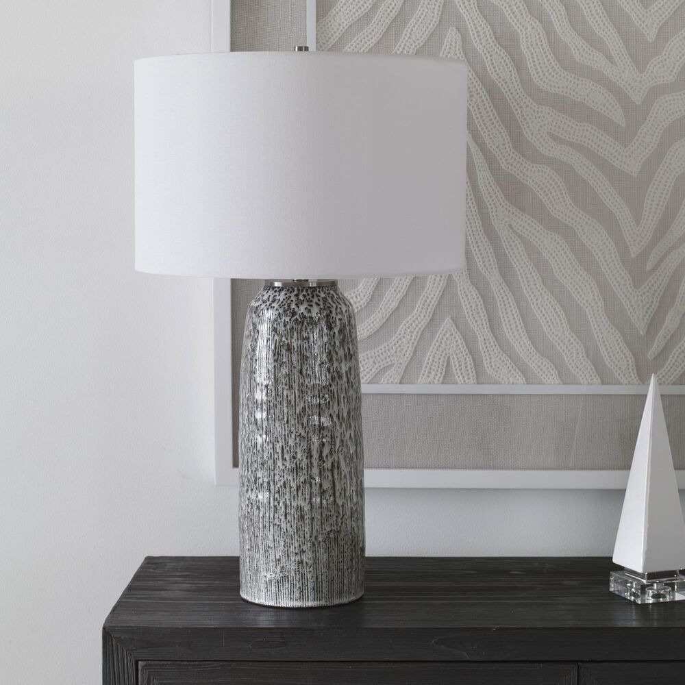 Uttermost Static Table Lamp in Black and White Glaze, , large
