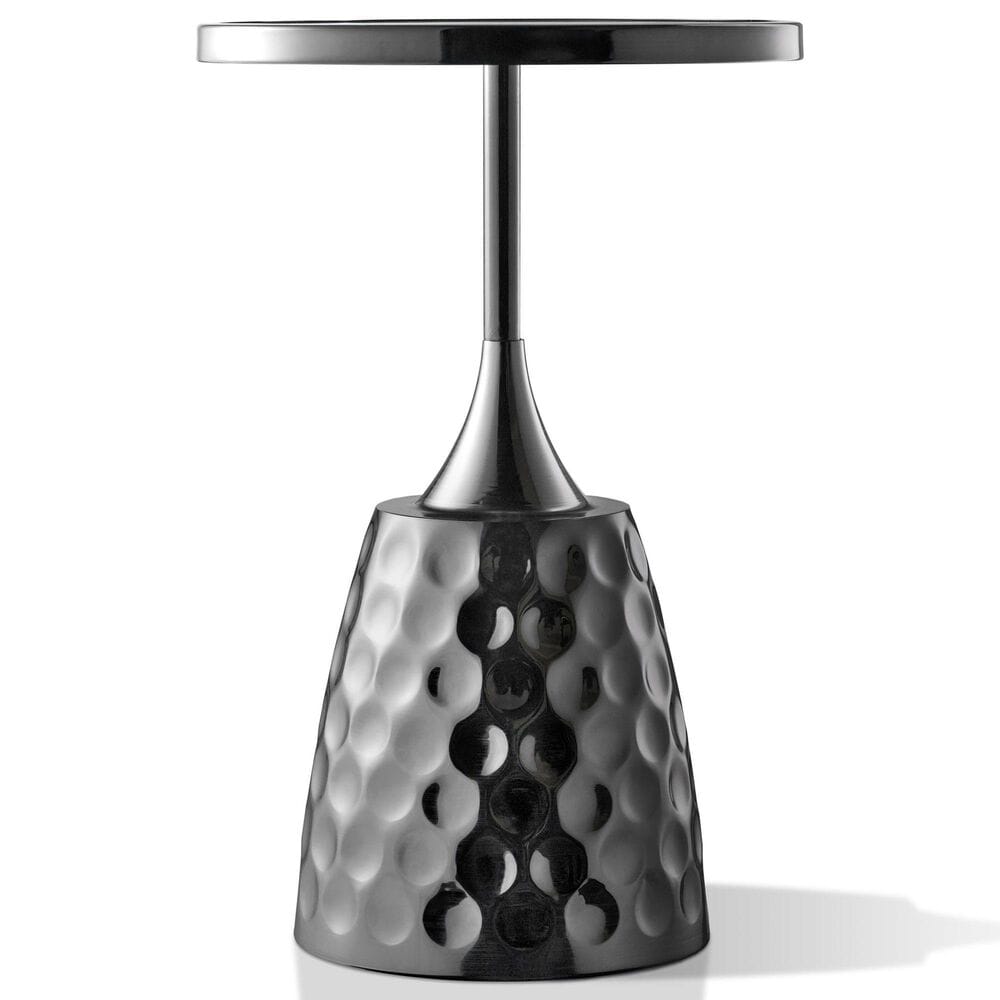 Furniture of America Gleam Round End Table in Black Nickel and Radiating Blue, , large