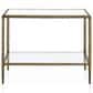 Furniture of America Lalia End Table with Tempered Glass Top and Open Storage Shelf in Matte Gold, , large