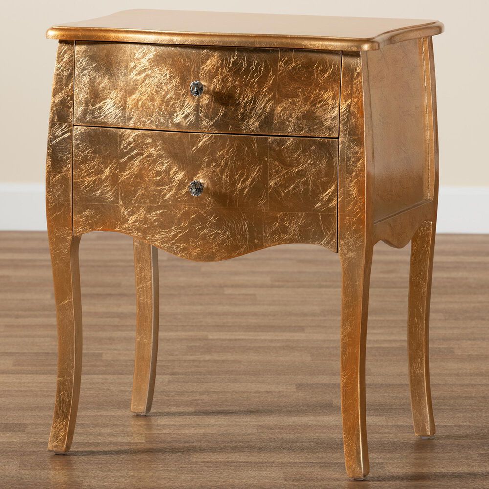 Baxton Studio Patrice 2-Drawer End Table in Gold, , large