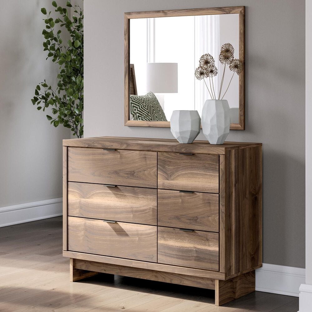 Ashley Chirason 51&quot; 6-Drawer Dresser and Mirror in Brown, , large