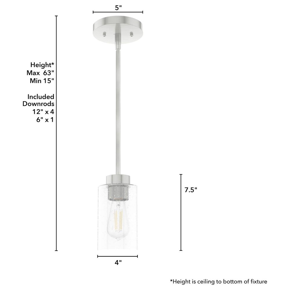 Hunter Hartland 1-Light Mini Pendant in Brushed Nickel, , large