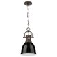 Golden Lighting Duncan 1-Light Small Pendant with Chain and Black Shade in Rubbed Bronze, , large
