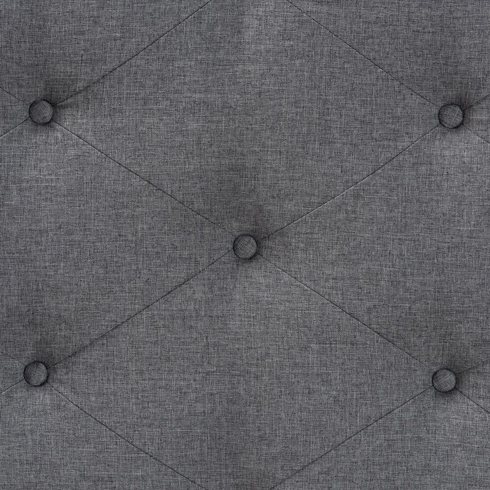 Baxton Studio Leandra Queen Panel Headboard with Grey Upholstered in Walnut Brown, , large