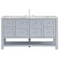 James Martin Vanities Breckenridge 60" Single Bathroom Vanity in Serenity Blue with 3 cm Carrara White Marble Top and Rectangular Sink, , large