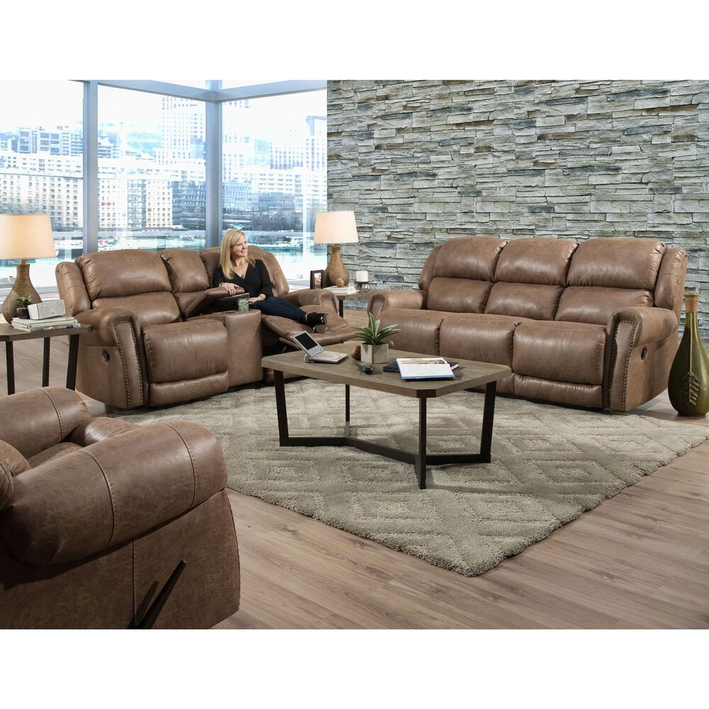 Homestretch Maverick Manual Rocking Reclining Console Loveseat in
