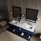 Lexora Home Castor 72" Double Bathroom Vanity in Blue with 2 cm White Carrara Marble Top and Rectangular Sinks, , large