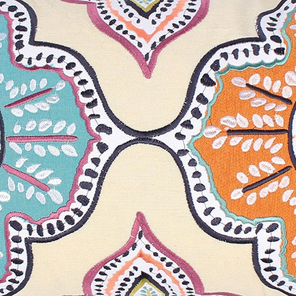 Levtex Magnolia 12&quot; x 24&quot; Lumbar Throw Pillow in Tan, Teal, Orange and Navy, , large