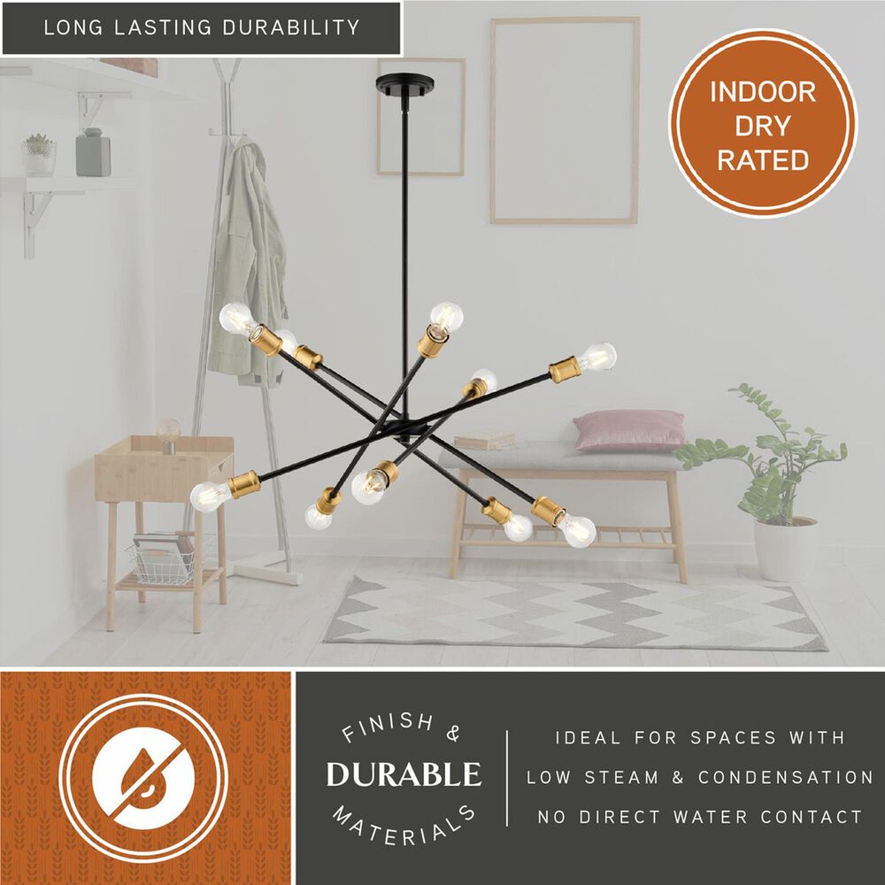 Vaxcel International Co. Ltd. Gresham 10-Light Chandelier in Antique Gold with Matte Black, , large