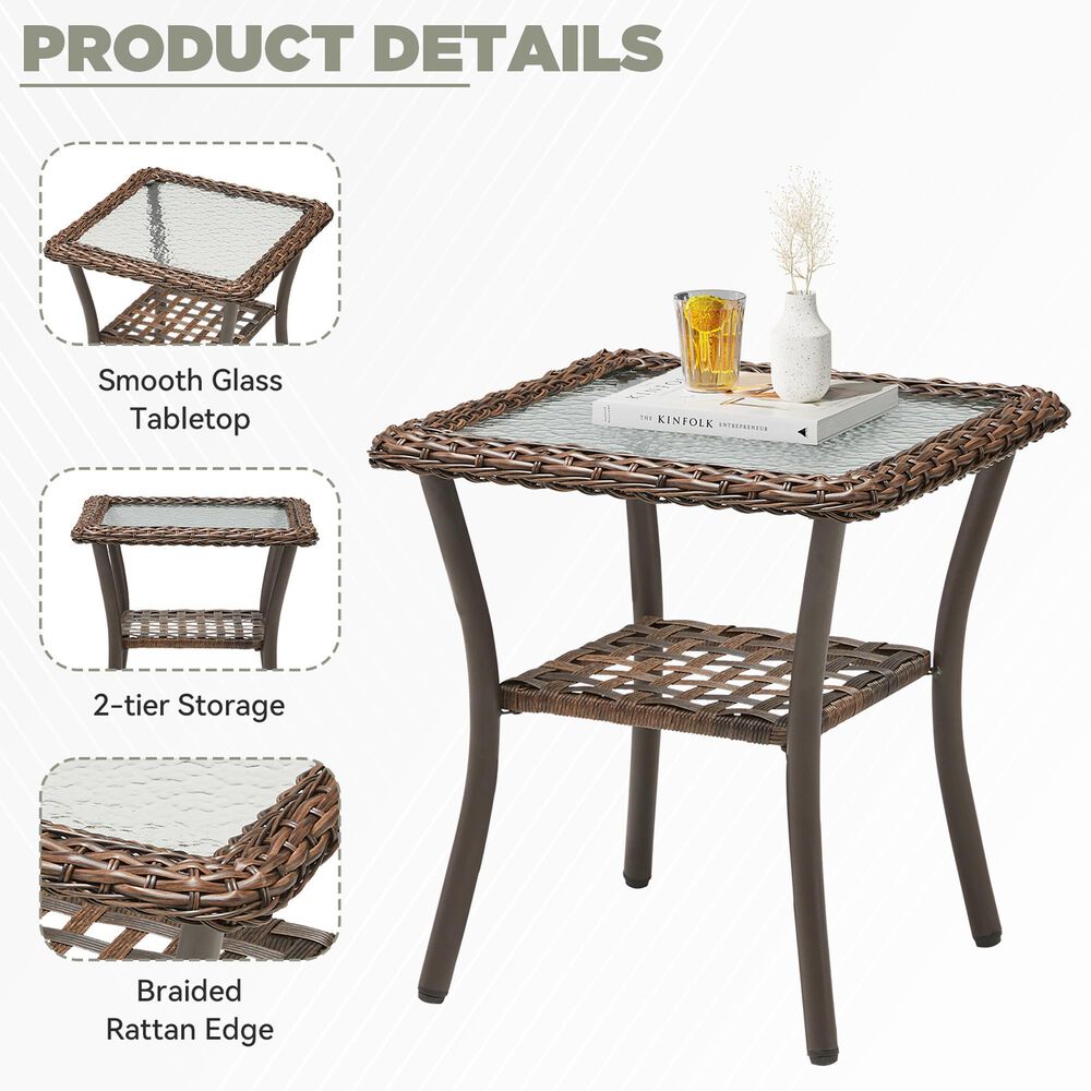 Hearth and Haven 3-Piece Outdoor Bistro Set with Swivel Gliders Rocker in Beige, , large