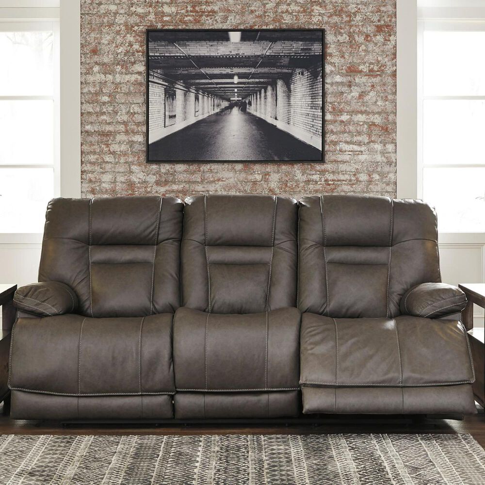 Ashley Wurstrow Power Reclining Sofa with Adjustable Headrest in Smoke, , large