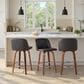 LumiSource Toriano Swivel Counter Stool with Grey Faux Leather Upholstery in Walnut and Chrome (Set of 2), , large