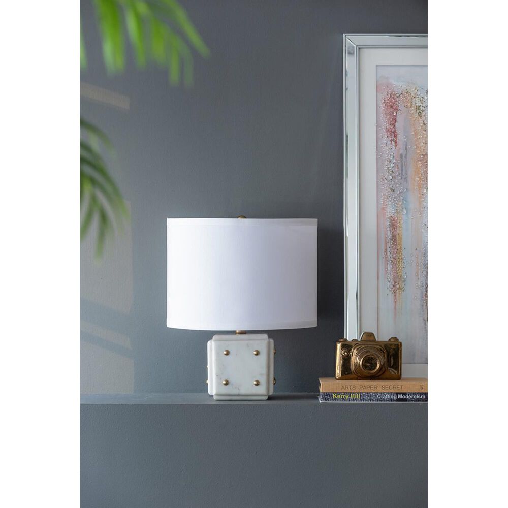 A&amp;B Home Anita Table Lamp with Collapsible Shade in White and Gold, , large