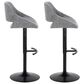LumiSource Fabrico Swivel Adjustable Bar Stool with Grey Noise Fabric Upholstery and Rounded T Footrest in Black (Set of 2), , large