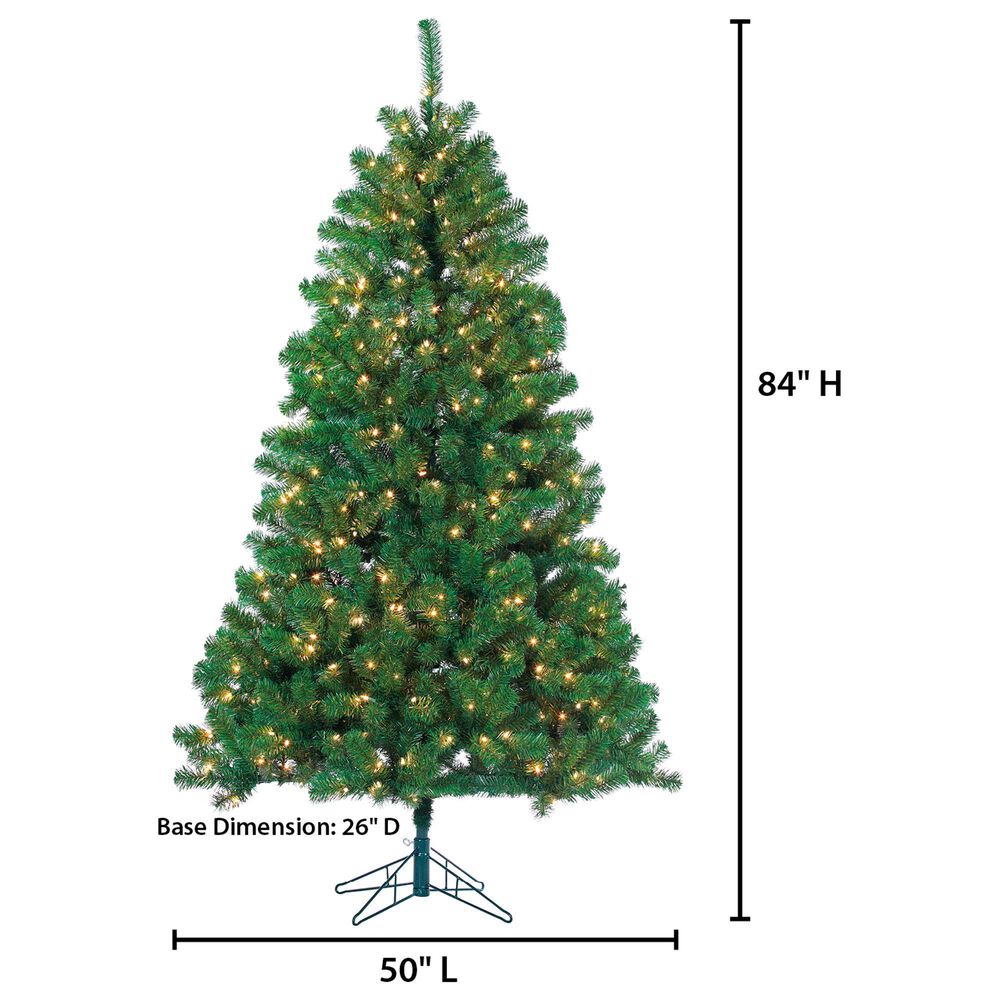 The Gerson Company 7' Pre-Lit Artificial Montana Pine with White Lights in Green, , large