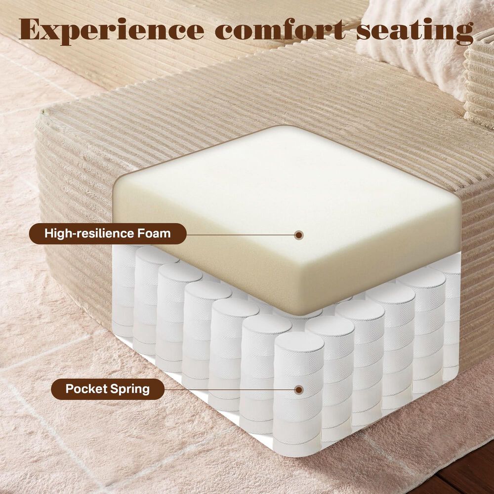 HOMLUX 2-Piece Mod Sectional with RAF Chaise in Beige, , large